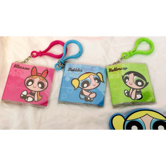 Power Puff Girls Lot Vinyl Bag Keychain Clips Photo Book Compact Mirror Pink - Picture 9 of 16
